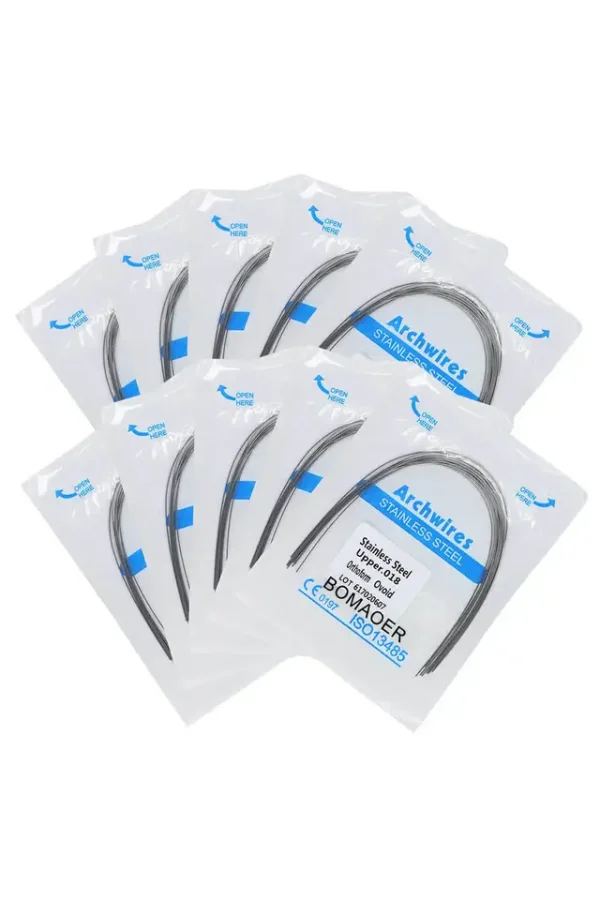 50 Dental Orthodontic Arch Wires - Stainless Steel Rectangular Ovoid Form (5 Packs)